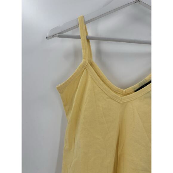 Moda International Tank Top Womens Small Yellow V Neck 100% Cotton Y2K Sheer - Picture 5 of 15